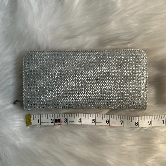 De blossom collection silver sparkle handbag Clutch removable wristlet - Picture 3 of 5